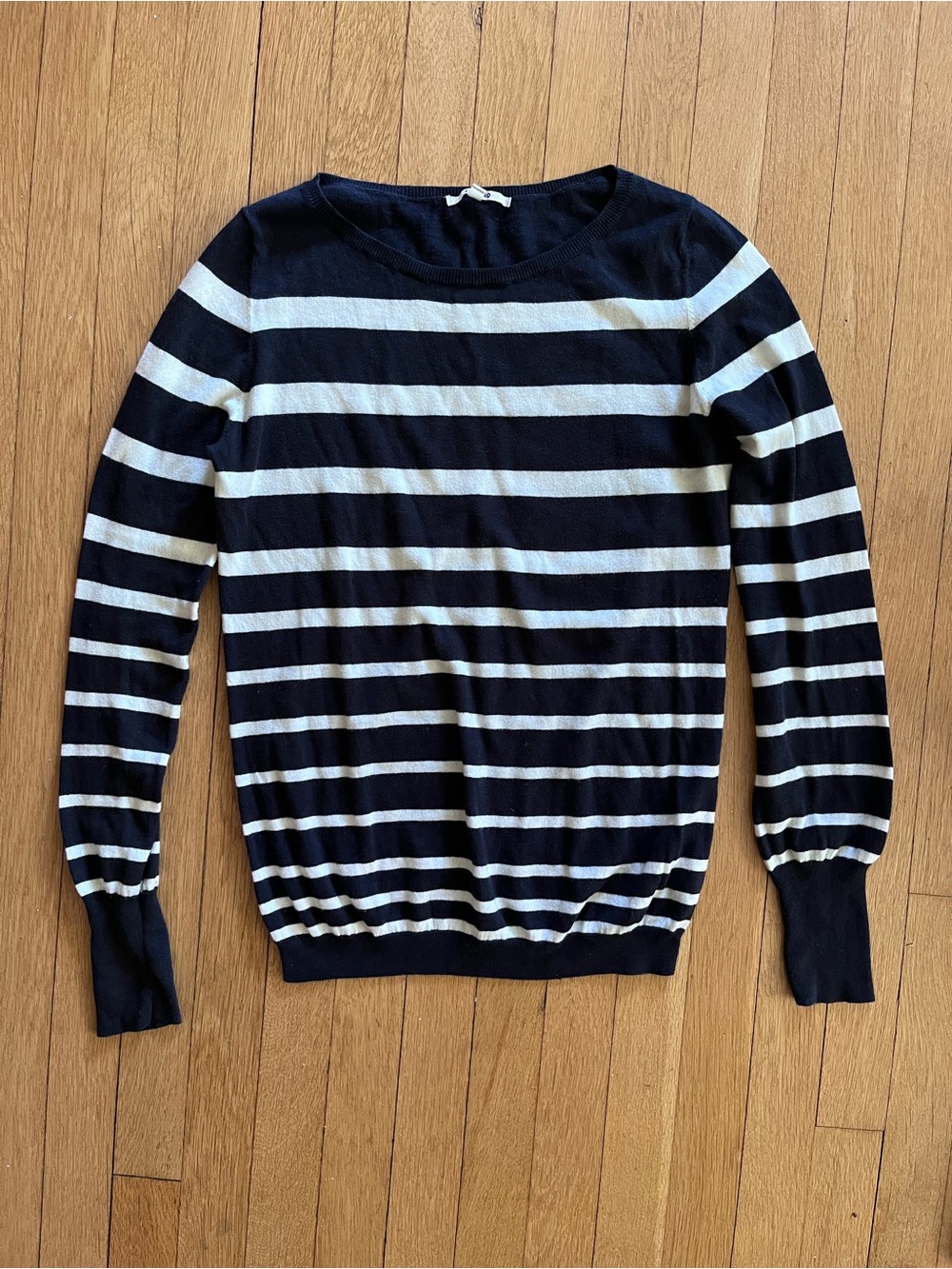 J Brand Cotton/Cashmere Navy and White Striped Sweater